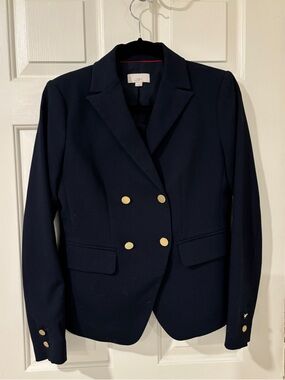 LOFT Double Breasted Navy Blazer with Gold Buttons